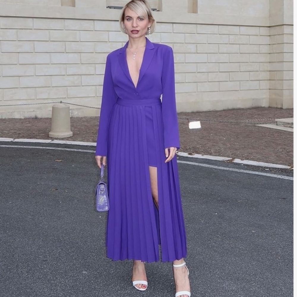THE DROP Pleated Maxi Skirt with High Slit NWT! 💜 - Picture 3 of 5